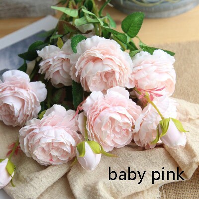 Blush Pink 10 Stems/Lenght 25.59" Wedding Peony Artificial Simulation Silk Rose Peony For Party Center Table Wedding Decoration