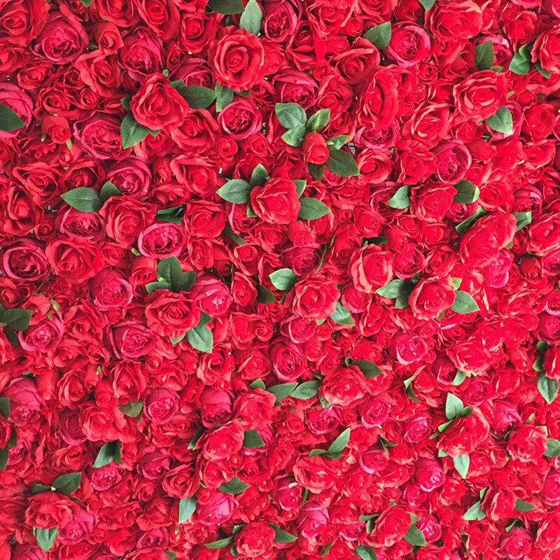 Red Wedding Flower Walls Artificial Rose Peony Green Leaf Background For Romantic Photography Bridal Shower Panel 15.75inch x23.62inch