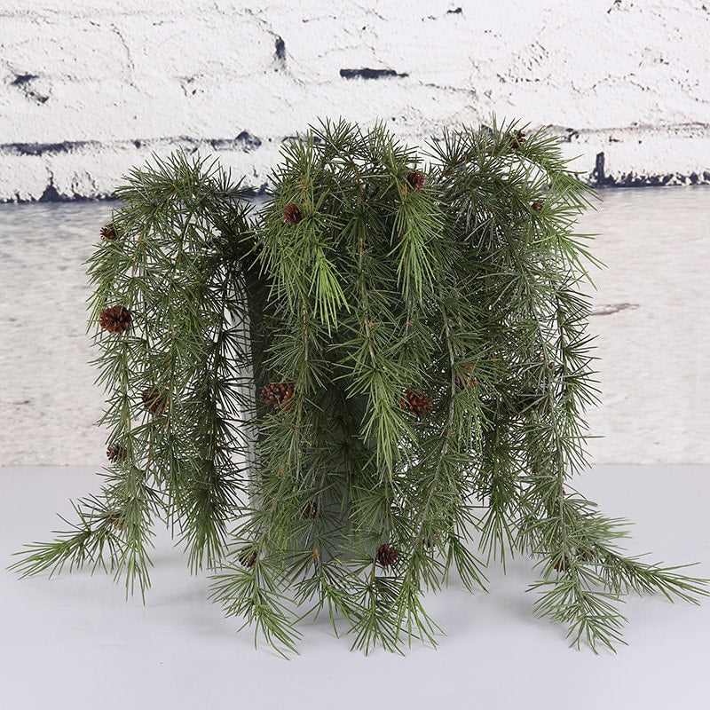 Artificial Simulation Pine Needle Emulation Pine Nut Branches Hanging Basket Fake Plants For Wedding Event Home Decoration Length 80cm/31.5"