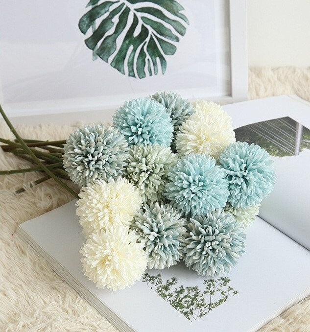 12 Stems Artifical Simulation Dandelion Allium giganteum Rege Hydrangea Pompon Wedding Flowers For Table Centerpieces Ceremony Reception