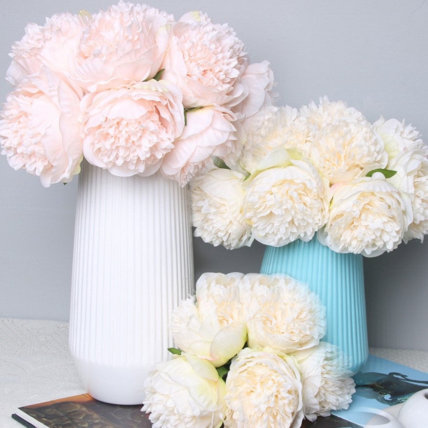 5 Heads/Bunch Artificia Silk Peony Bouquet For Wedding Bridal Bridesmaids Bouquet DIY Flowers Centerpieces