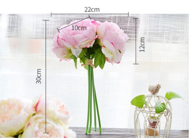 5 Heads/Bunch Artificia Silk Peony Bouquet For Wedding Bridal Bridesmaids Bouquet DIY Flowers Centerpieces