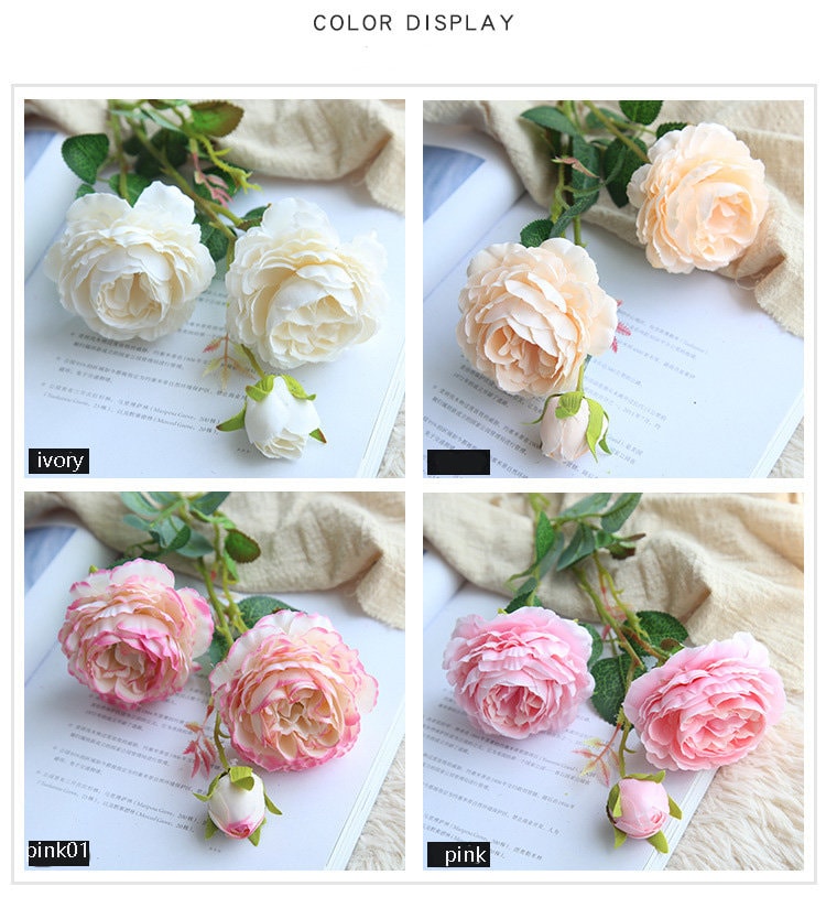 Blush Pink 10 Stems/Lenght 25.59" Wedding Peony Artificial Simulation Silk Rose Peony For Party Center Table Wedding Decoration