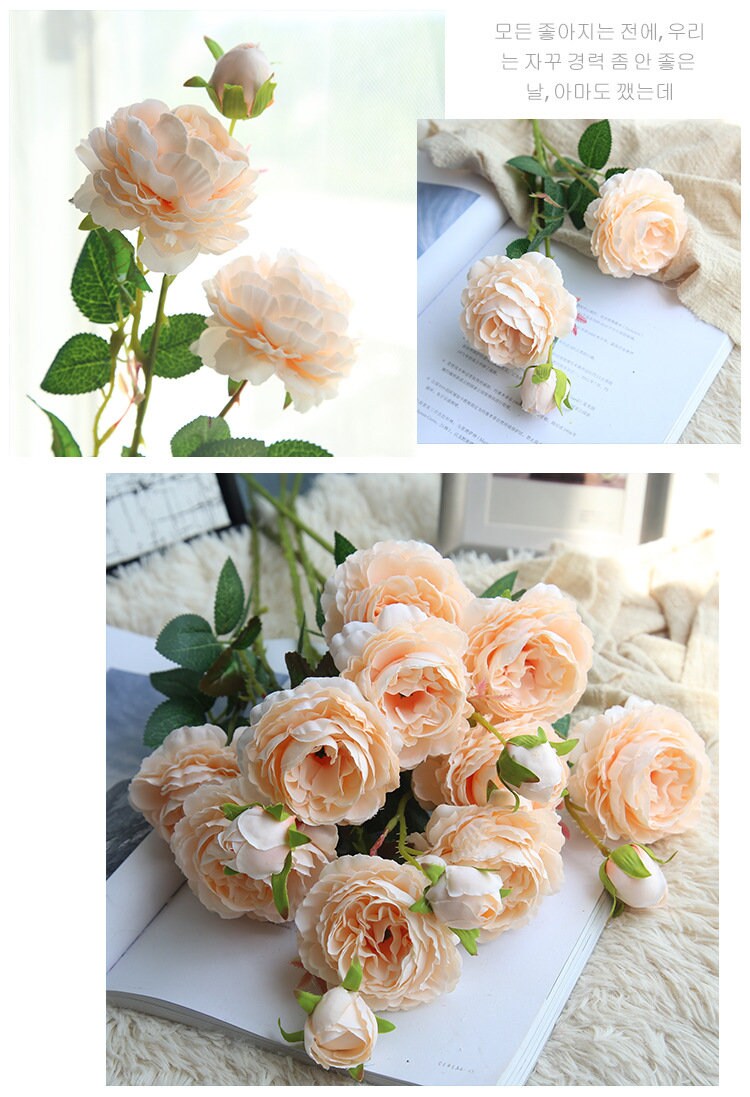 Blush Pink 10 Stems/Lenght 25.59" Wedding Peony Artificial Simulation Silk Rose Peony For Party Center Table Wedding Decoration
