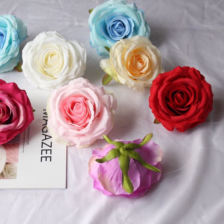 30Heads Artificial Simulation Silk Rose Camellia Flower Heads Diameter 10-13cm Wedding Decoration Flower Head DIY Background