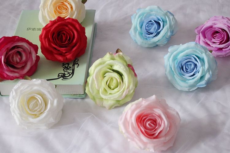 30Heads Artificial Simulation Silk Rose Camellia Flower Heads Diameter 10-13cm Wedding Decoration Flower Head DIY Background