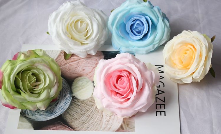 30Heads Artificial Simulation Silk Rose Camellia Flower Heads Diameter 10-13cm Wedding Decoration Flower Head DIY Background