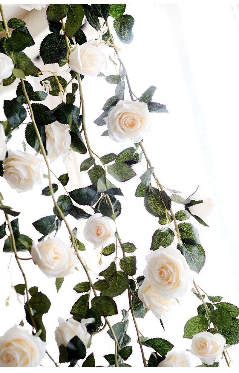 High Quality Artificial Flower Garland Simulation Vine Rose Garland Home Outdoor Decor Flowers Wedding Christmas Home Party Hang Decoration