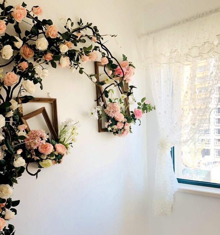2 Strands Flower Ivy Length 1.8m/70.86" Artificial Silk Vine Rose Garland Home Outdoor Decor Flowers Wedding Christmas Decoration