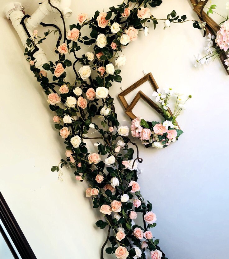 High Quality Artificial Flower Garland Simulation Vine Rose Garland Home Outdoor Decor Flowers Wedding Christmas Home Party Hang Decoration