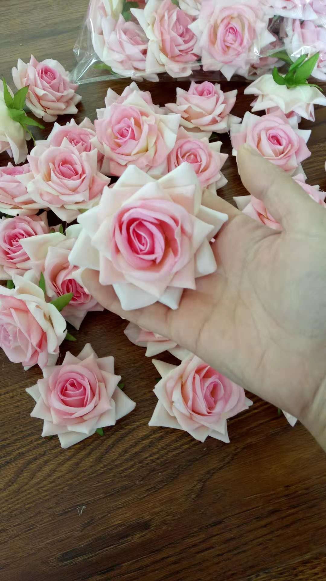 Blush Pink 30Heads Diameter 7cm Velvet Artificial Simulation Rose Head DIY Wedding Christmas Decoration Holiday Hat Shoes Acessories