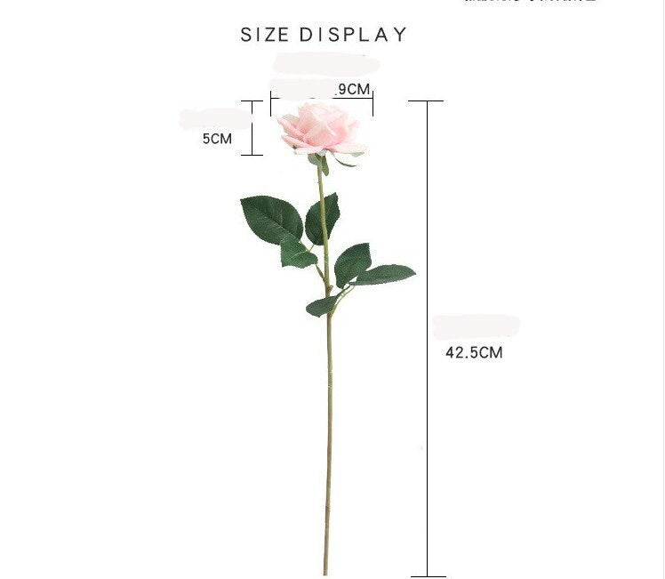 10 Stiele erröten rosa Austen's Real Touch feuchtigkeitsspendende Rose Durchmesser 9 cm Hochzeitsblumen für Tischdekoration, Zeremonie, Empfang