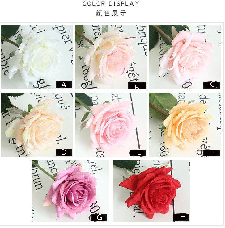 10 Stiele erröten rosa Austen's Real Touch feuchtigkeitsspendende Rose Durchmesser 9 cm Hochzeitsblumen für Tischdekoration, Zeremonie, Empfang