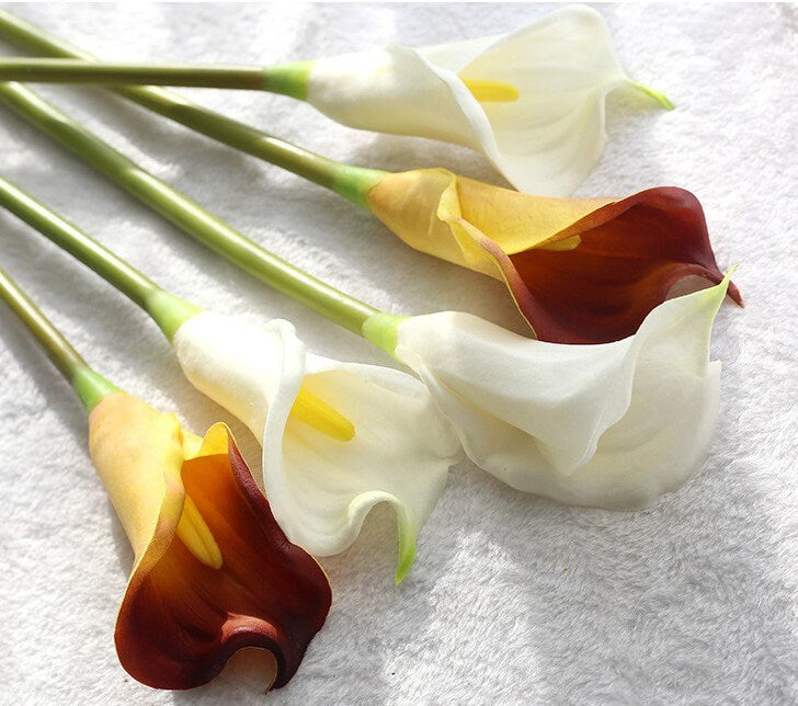 10 Stems High Quality Real Touch Calla Lily Artificial Simulation Lily Wedding Flowers For Table Centerpieces Ceremony Reception