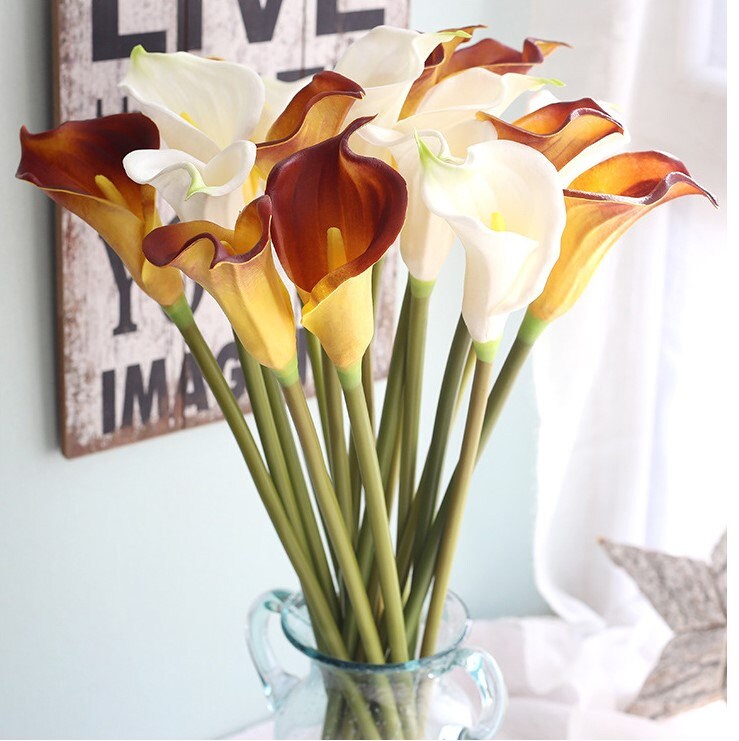 10 Stems High Quality Real Touch Calla Lily Artificial Simulation Lily Wedding Flowers For Table Centerpieces Ceremony Reception