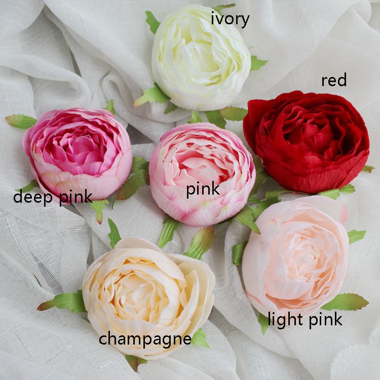 Wholesale Wedding Flower 60 Heads Artificial Simulation Peony Camellia Bud Wedding Decoration Flower Head DIY Background