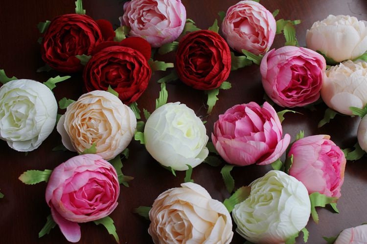 New Arrival 30 Heads Wedding Flower Artificial Simulation Peony Camellia Bud Diameter 8cm Wedding Decoration Flower Head DIY Background