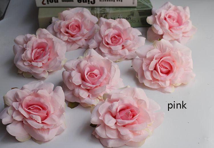 Blush Pink 30 Heads Diam. 9cm Artificial Simulation Rose Camellia Flower Heads Wedding Decoration Flower Head DIY Background