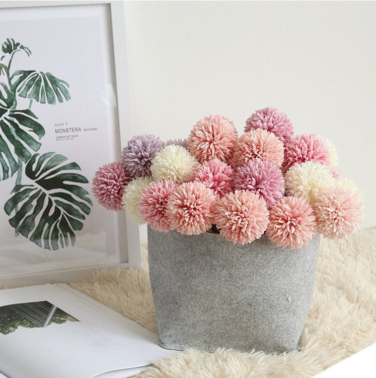 12 Stems Artifical Simulation Dandelion Allium giganteum Rege Hydrangea Pompon Wedding Flowers For Table Centerpieces Ceremony Reception