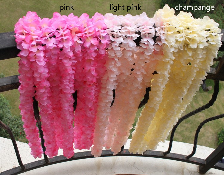 10 PCS Length 1m/39.37" Wisteria Garland Hanging Flowers For Outdoor Wedding Ceremony Decor Silk Wisteria Vine Wedding Arch Floral Decora
