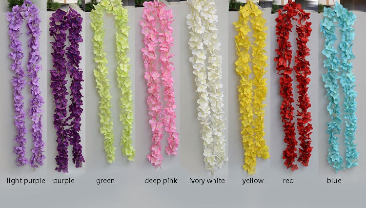 White Wisteria Garland 70" Hanging Flowers 5pcs For Outdoor Wedding Ceremony Decor Silk Wisteria Vine Wedding Arch Floral Decor No Leaves
