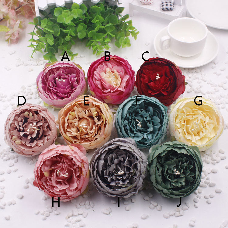 30 Heads Artificial Simulation Silk Peony Camellia Flower Head Diam.9cm/3.54" DIY Wedding Wall Christmas DIY Decoration Flowers