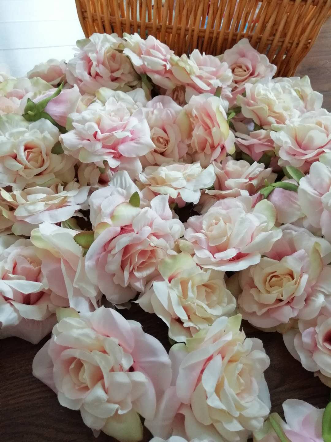 Wholesale Blush Pink 50 Heads Artificial Simulation Silk Rose Peony Wedding Flower DIY Wall Backdrops Holiday Decoration Accessories