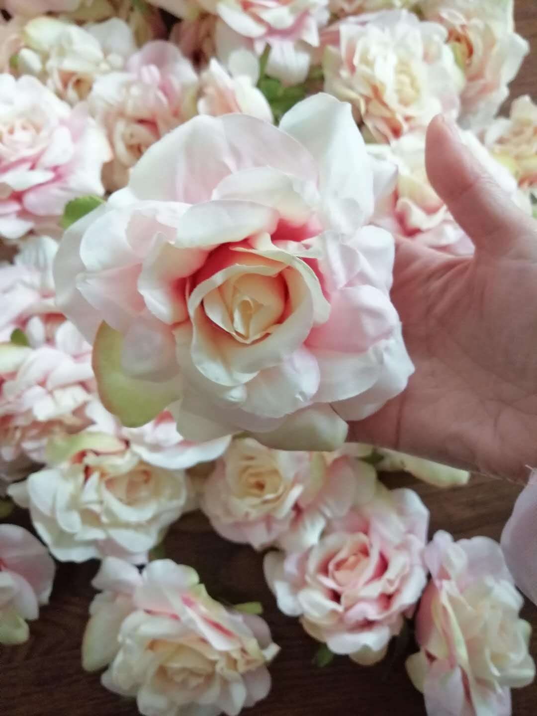 Wholesale Blush Pink 50 Heads Artificial Simulation Silk Rose Peony Wedding Flower DIY Wall Backdrops Holiday Decoration Accessories