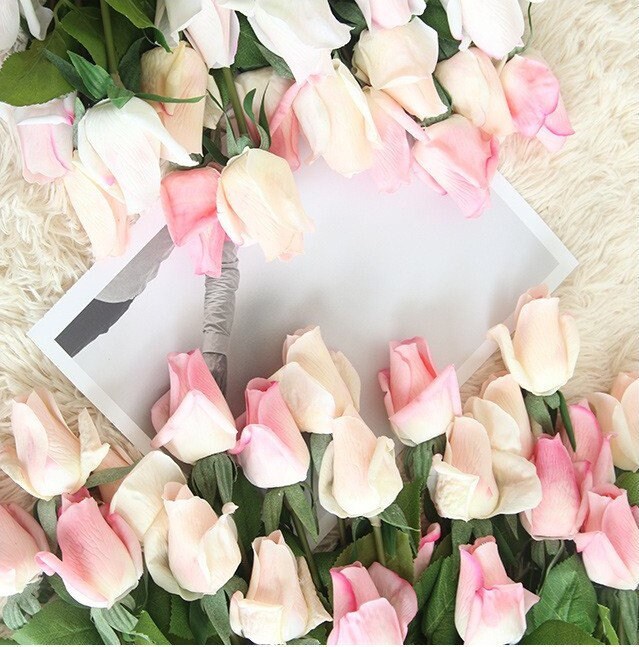 10 Stems Feel Hand Touch Moisturizing Rose Bud Artifical Simulation Single head Wedding Bouquet Party Home Decoration