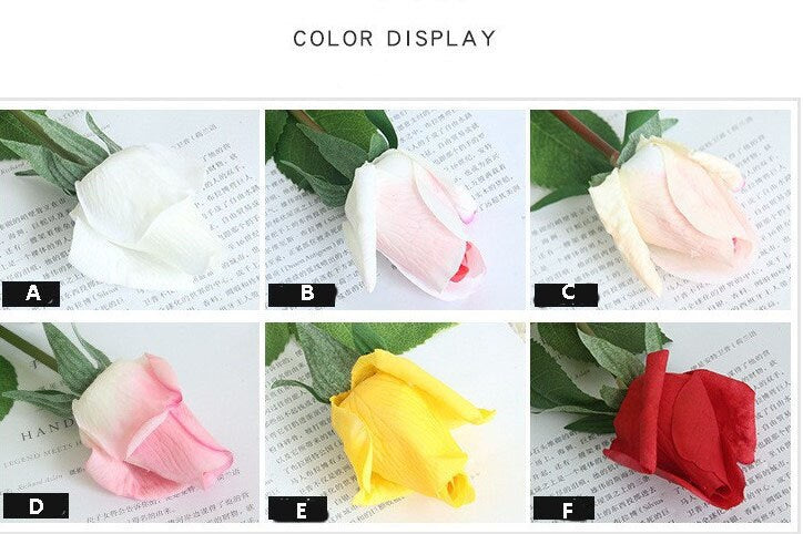 10 Stems Feel Hand Touch Moisturizing Rose Bud Artifical Simulation Single head Wedding Bouquet Party Home Decoration