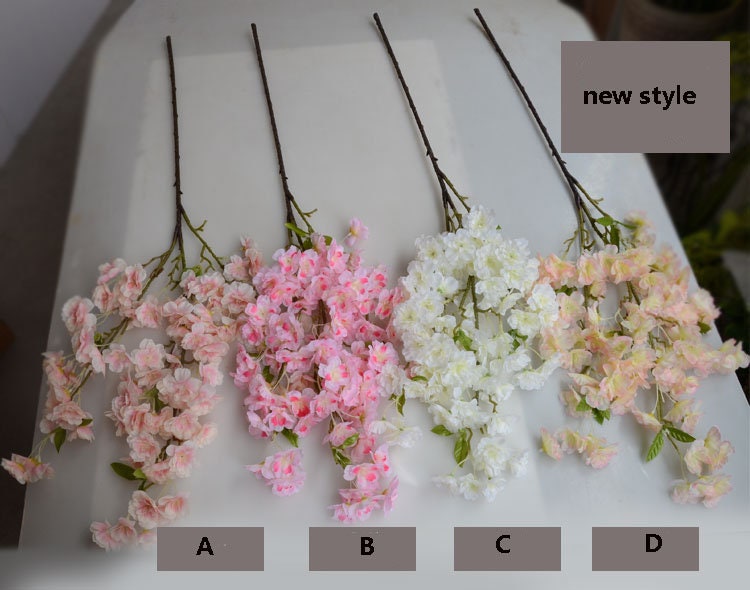 5 Stems Artificial Simulation Silk Sakura Cherry Blossom Length 103cm/40.55" Wedding Flowers Spring Summer Event Decoration Florals