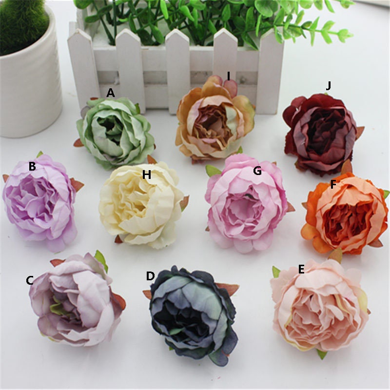 50 Heads Diam.5cm Artifical Simulation Silk Peony bud Rose Buds Heads Wedding Christmas DIY Decoration Flower 10 Colours