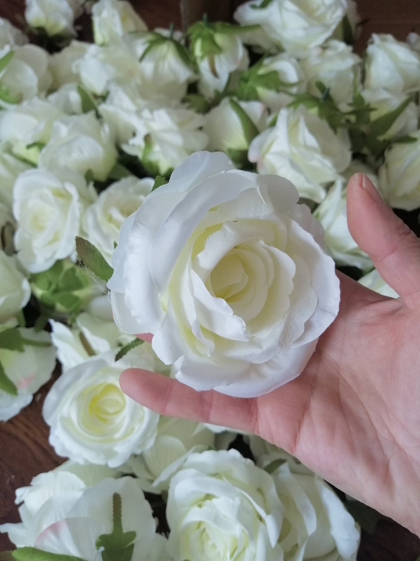 Wholesale Ivory/Pink Wedding Flowers 50Heads Artificial Simulation Silk Rose Diam.10cm Party Decoration DIY Background Layout