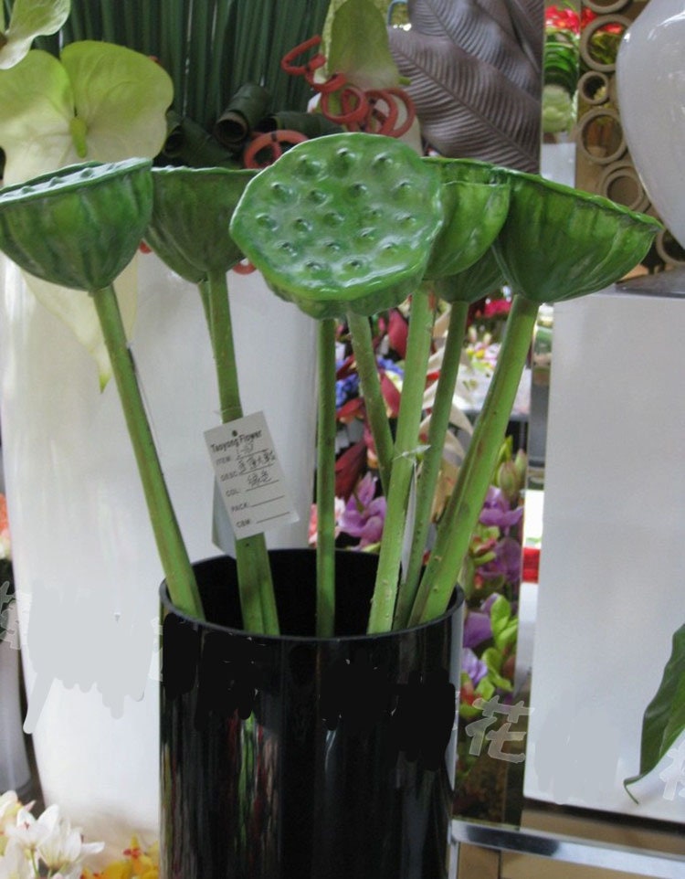 5 Stems Artificial Simulation Water Lily Seedpod Fish Tank Pond Decoration Plants Length 70cm/27.56"