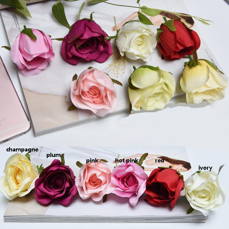 Wholesale Plum Wedding Rose 50 Heads Artificial Simulation Silk Rose Camellia Wedding Party DIY Background Decoration Flower Head