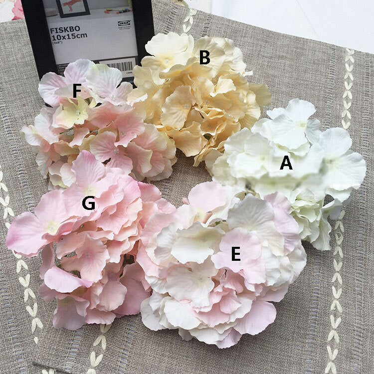 Wholesale 50Heads Artificial Simulation Silk Hydrangea Flower Head Diameter 16cm DIY Wedding Bride Shower Baby Shower Decoration Flower Head