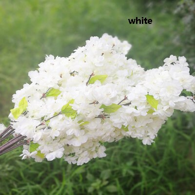 Wholesale 5 Stems Artificial Simulation Silk Cherry Blossom Sakura Wedding Party Decoration Flowers Total Lenght 1 m/39.37"