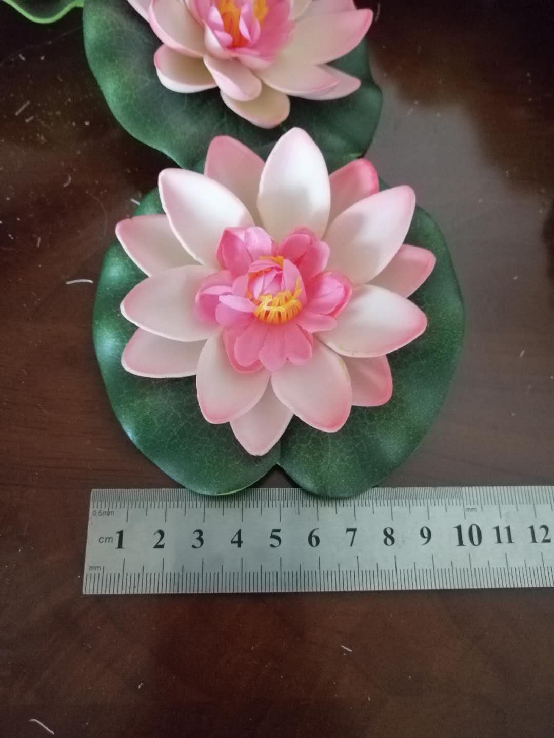 Pink 12 PCS Artificial PE Foam Lotus flowers Water Lily Floating Pool Plants Wedding Home Garden Decoration