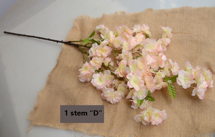 5 Stems Artificial Simulation Silk Sakura Cherry Blossom Length 103cm/40.55" Wedding Flowers Spring Summer Event Decoration Florals