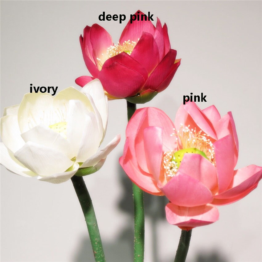 3 Stems Artificial Simulation Silk Lotus Water Lily Lotus Diameter 12cm/4.72" Home Garden Decoration Flowers