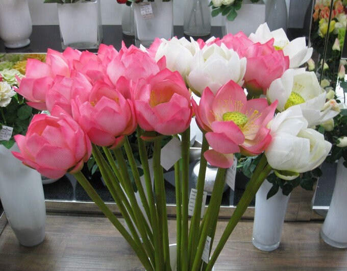 3 Stems Artificial Simulation Silk Lotus Water Lily Lotus Diameter 12cm/4.72" Home Garden Decoration Flowers