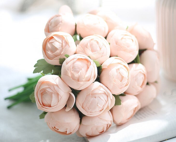 Cute Simulation Silk Flower Bouquet For Bridesmaids Flower Girl Small Peony Bouquet Artificial Flower Bouquets Rose Buds