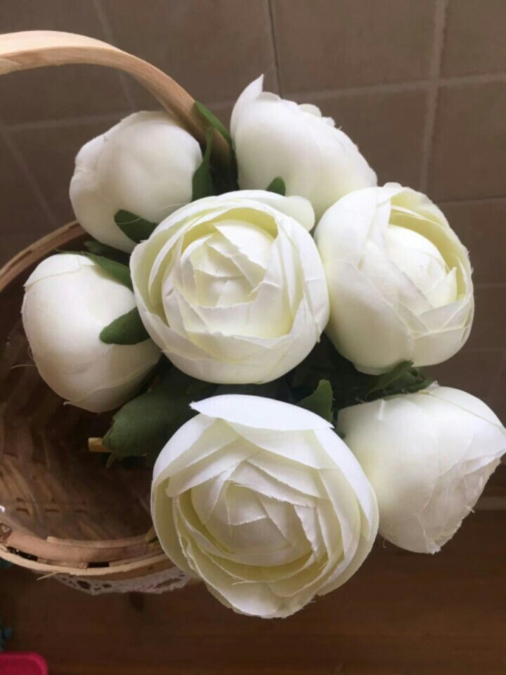 Cute Simulation Silk Flower Bouquet For Bridesmaids Flower Girl Small Peony Bouquet Artificial Flower Bouquets Rose Buds