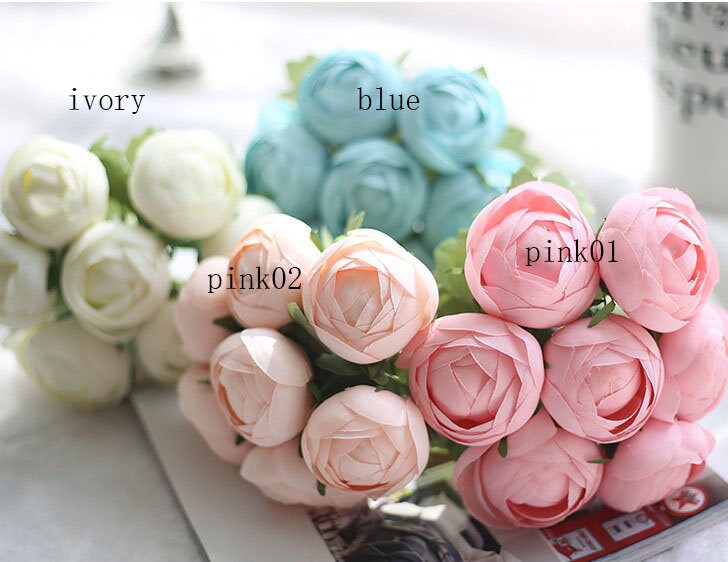 Cute Simulation Silk Flower Bouquet For Bridesmaids Flower Girl Small Peony Bouquet Artificial Flower Bouquets Rose Buds