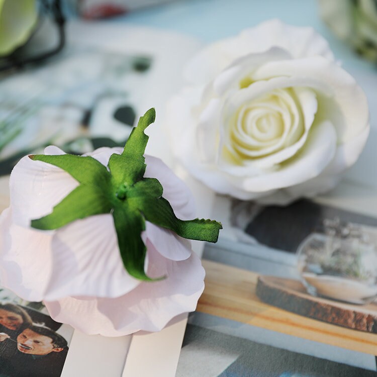 30 heads Diam.8cm Velvet Rose Artificial Simulation Floral DIY Wedding Decoration Holiday Hat Shoes Acessories Flower Head