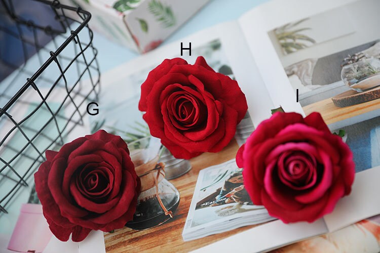 30 heads Diam.8cm Velvet Rose Artificial Simulation Floral DIY Wedding Decoration Holiday Hat Shoes Acessories Flower Head