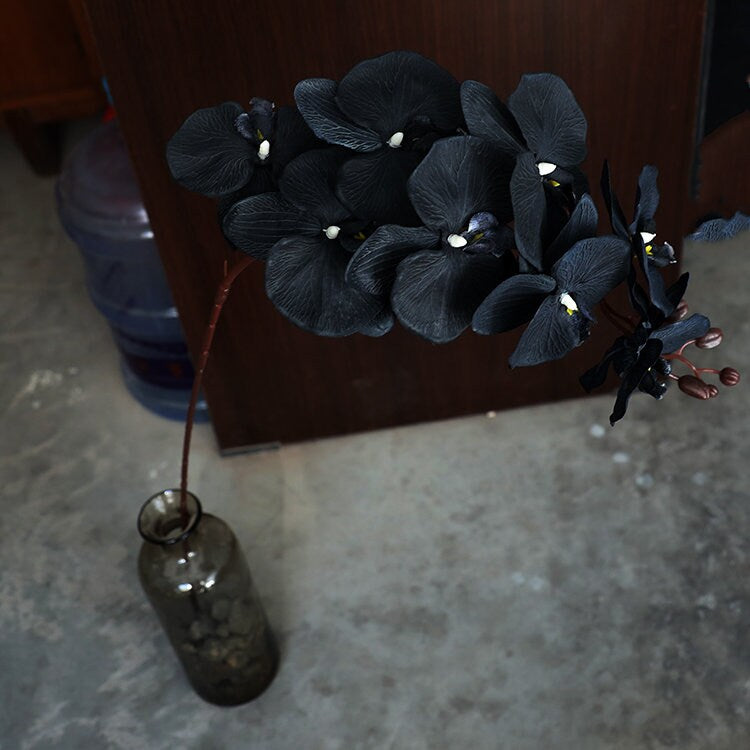 Black Artificial Orchid Flowers, Faux flowers, phanelopsis, Exotic,Tropical,Special Event Centerpieces Arrangement Floral