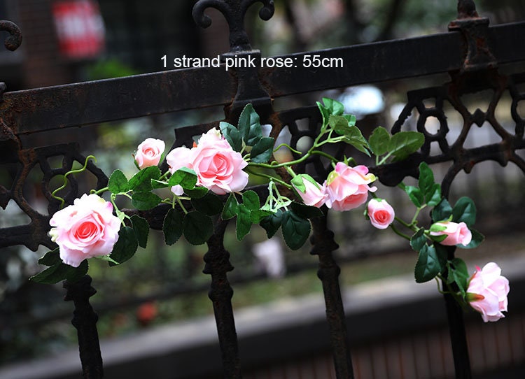 5 Strands Artificial Rose Vine 21.65" Simulation Cane Rose Garland Outdoor Decor Wedding Road Floral Plant For Photography Decor