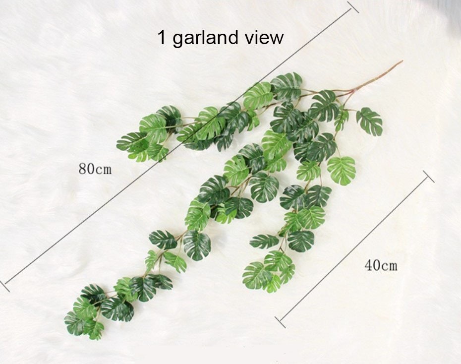 Hanging Plants Artificial Monstera Leaf Simulated Tortoise Leaf Rattan Garland Vine Rattan for HomeWedding Decorations Backdrop Arrangement