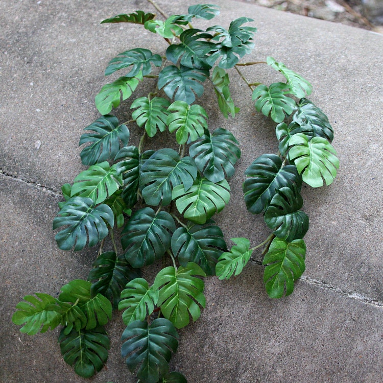 Hanging Plants Artificial Monstera Leaf Simulated Tortoise Leaf Rattan Garland Vine Rattan for HomeWedding Decorations Backdrop Arrangement